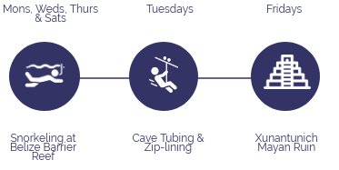 Belize All Inclusive Adventure Tour Weekly Schedule