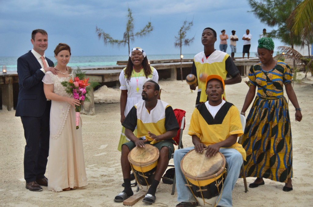 Local Garifuna drummers join in on the wedding festivities!