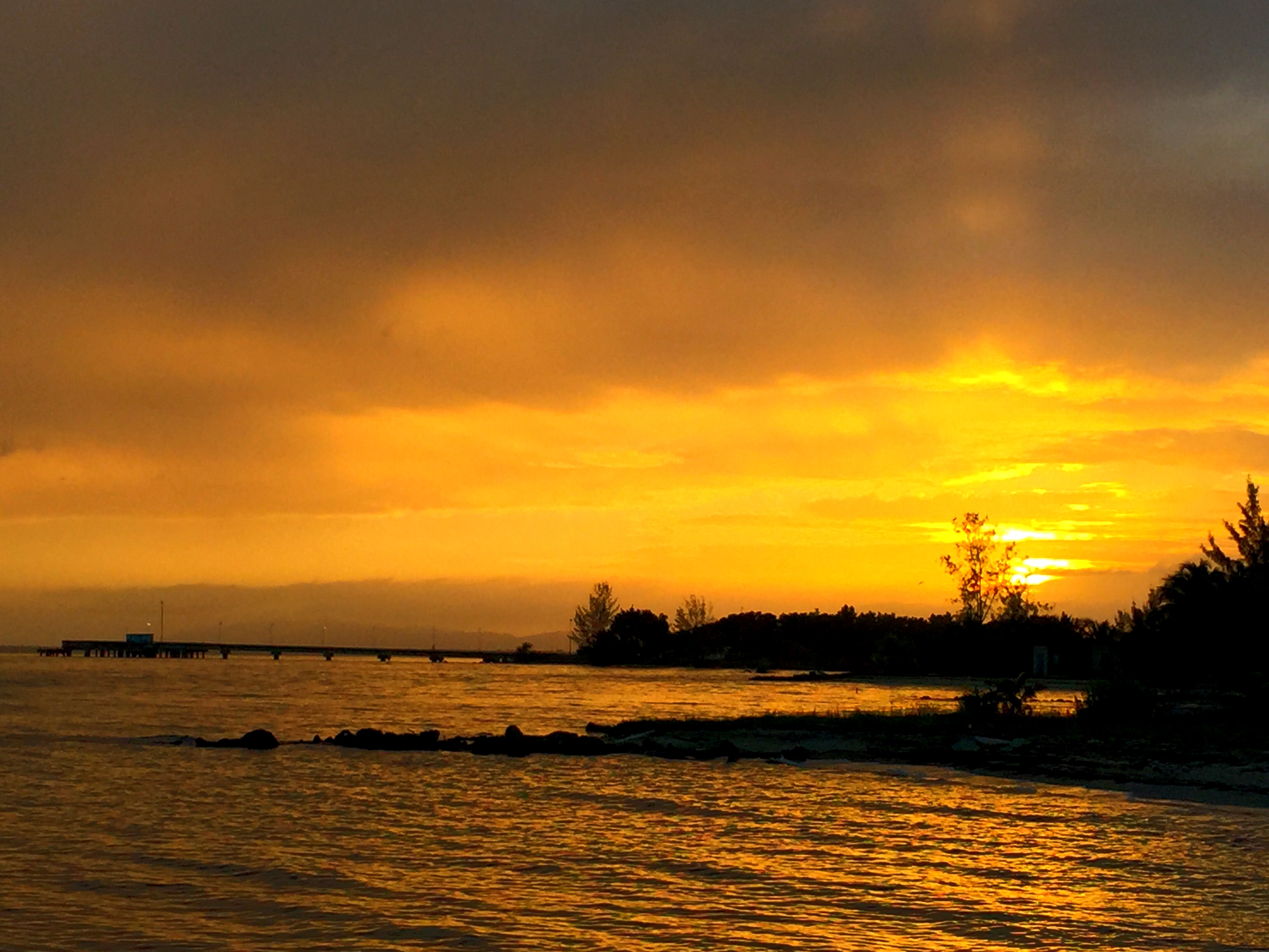 Sunset over Dangriga Town, Belize