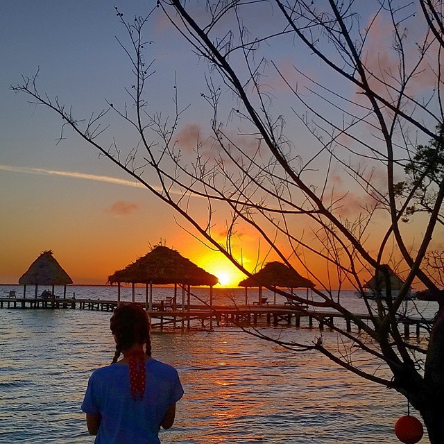Sunrise at an all inclusive private island resort in Belize.