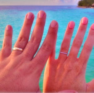 newlyweds on honeymoon in Belize private island