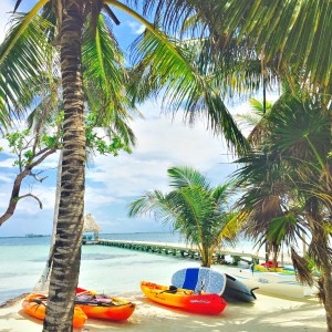 Kayak and paddle board on a Belize private island