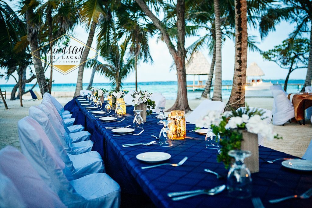 David and Ashley's Belize wedding reception décor