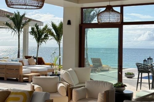 Indoor/outdoor dining area.